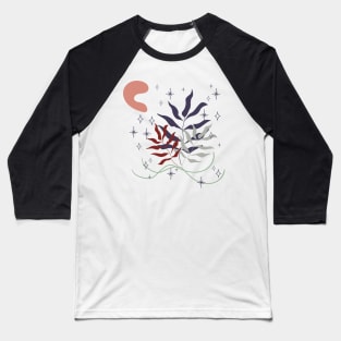 Abstract shapes stars and tropical leaves digital design Baseball T-Shirt